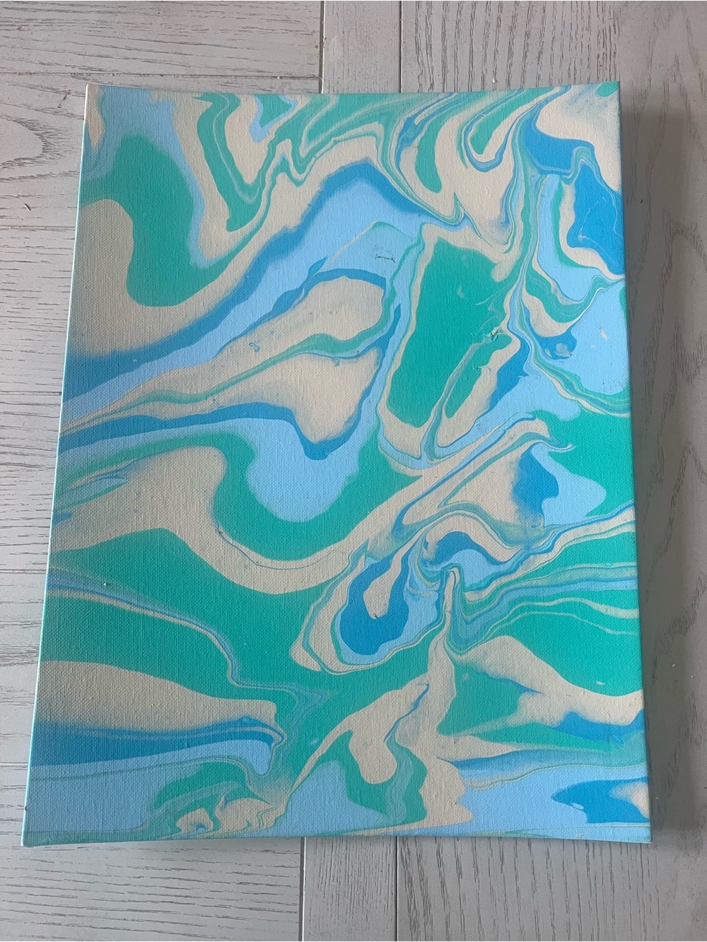 Original Signed Acrylic Pour Painting “Tidal Wave” 12x16 Coastal Ocean Art
